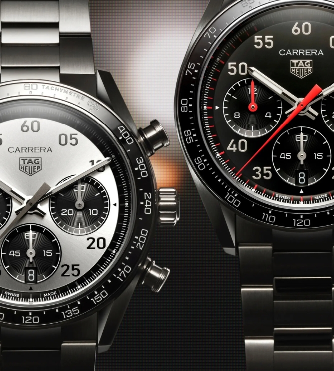 TAG Heuer Carrera black and panda chronograph dial comparison